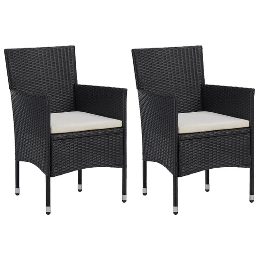 Cadeiras de jantar para jardim 2 pcs vime PE preto