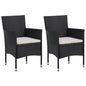 Cadeiras de jantar para jardim 2 pcs vime PE preto