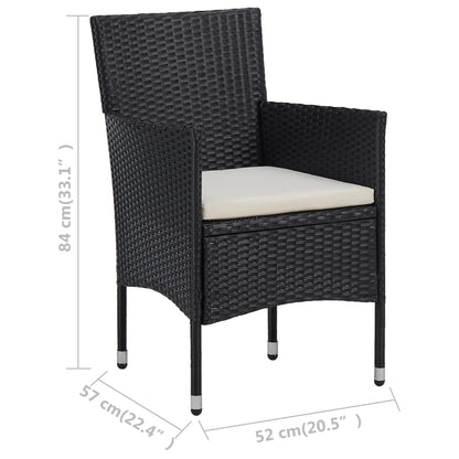 Cadeiras de jantar para jardim 2 pcs vime PE preto