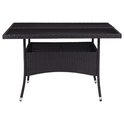 Mesa de jantar para exterior vime PE e vidro preto