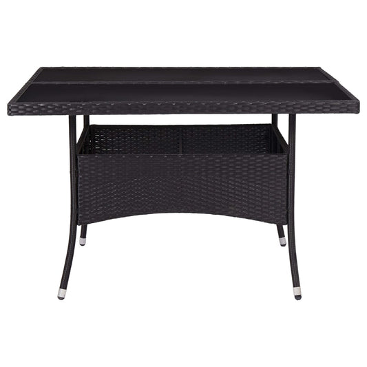 Mesa de jantar para exterior vime PE e vidro preto