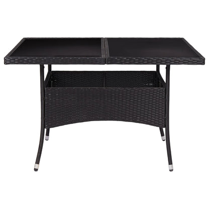 Mesa de jantar para exterior vime PE e vidro preto