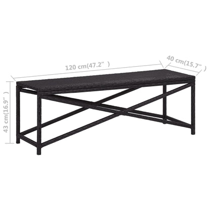 Banco de jardim 120 cm vime PE preto