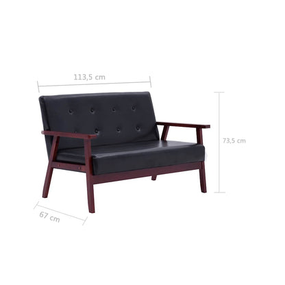 Conjunto de sofás 3 pcs couro artificial preto