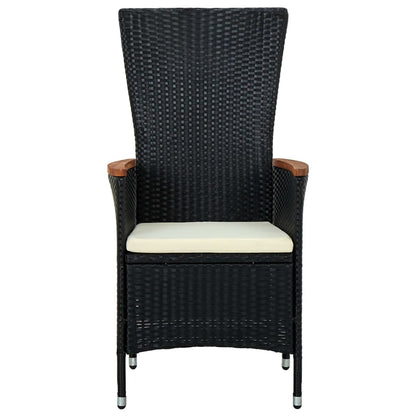 Cadeiras de exterior c/ almofadões 2 pcs vime PE preto