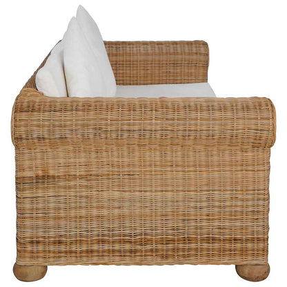 3 pcs conjunto de sofás com almofadões vime natural