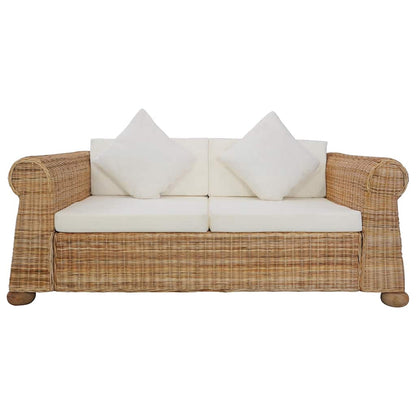 3 pcs conjunto de sofás com almofadões vime natural