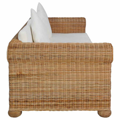 2 pcs conjunto de sofás com almofadões vime natural