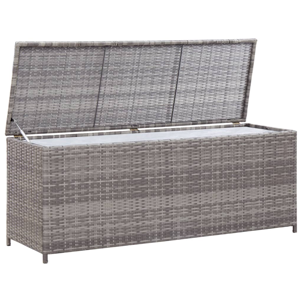 Caixa de arrumação para jardim 120x50x60 cm vime PE cinzento