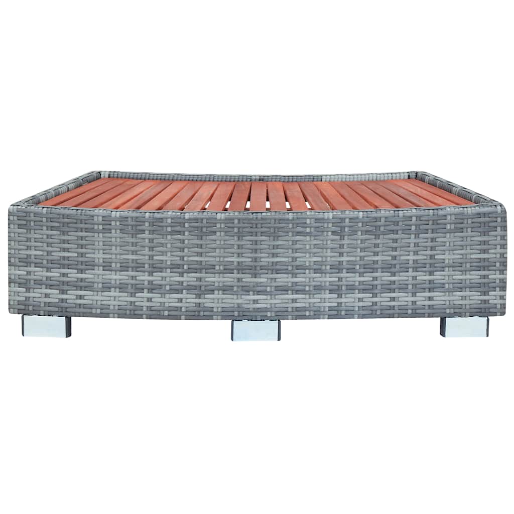 Degrau para spa em vime 92x45x25 cm cinzento