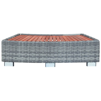 Degrau para spa em vime 92x45x25 cm cinzento