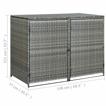 Unidade dupla p/ caixotes do lixo 148x77x111cm vime antracite