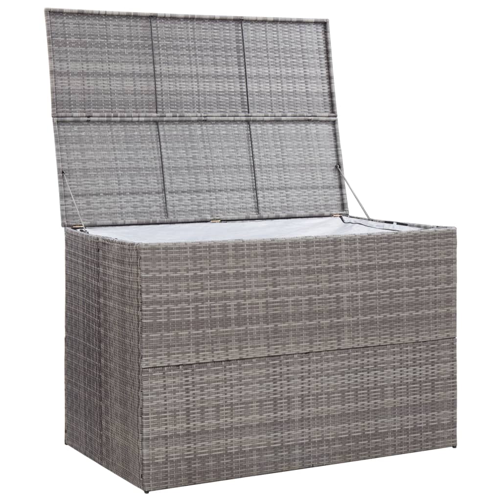 Caixa de arrumação para jardim 150x100x100 cm vime PE cinzento