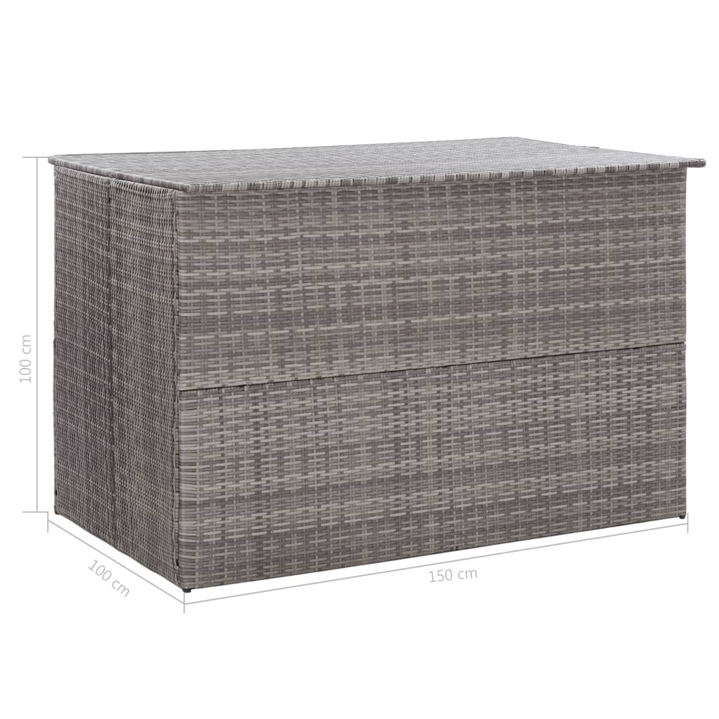 Caixa de arrumação para jardim 150x100x100 cm vime PE cinzento