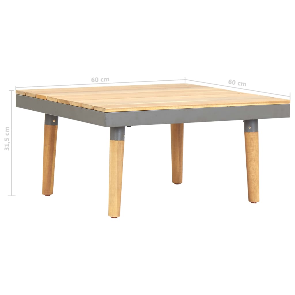 Mesa de centro p/ jardim 60x60x31,5 cm madeira de acácia maciça