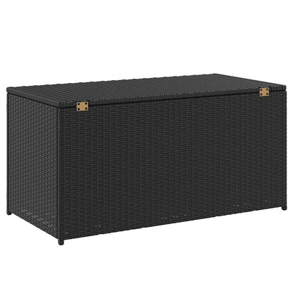 Caixa de arrumação para jardim 100x50x50 cm vime PE preto