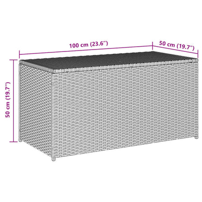 Caixa de arrumação para jardim 100x50x50 cm vime PE castanho