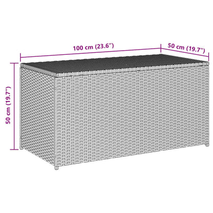 Caixa de arrumação para jardim 100x50x50 cm vime PE cinzento