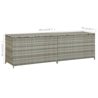 Caixa de arrumação para jardim 200x50x60 cm vime PE cinzento