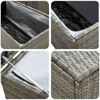 Caixa de arrumação para jardim 180x90x70 cm vime PE cinzento