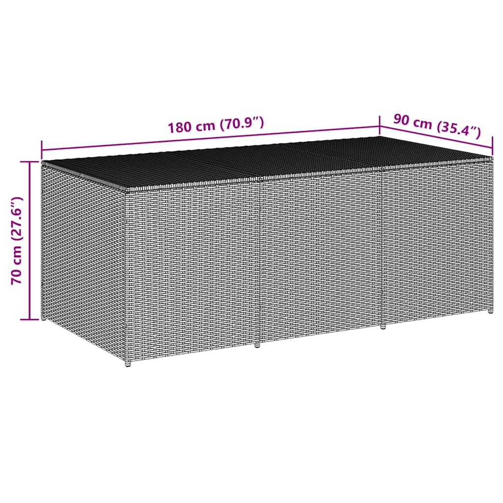Caixa de arrumação para jardim 180x90x70 cm vime PE cinzento