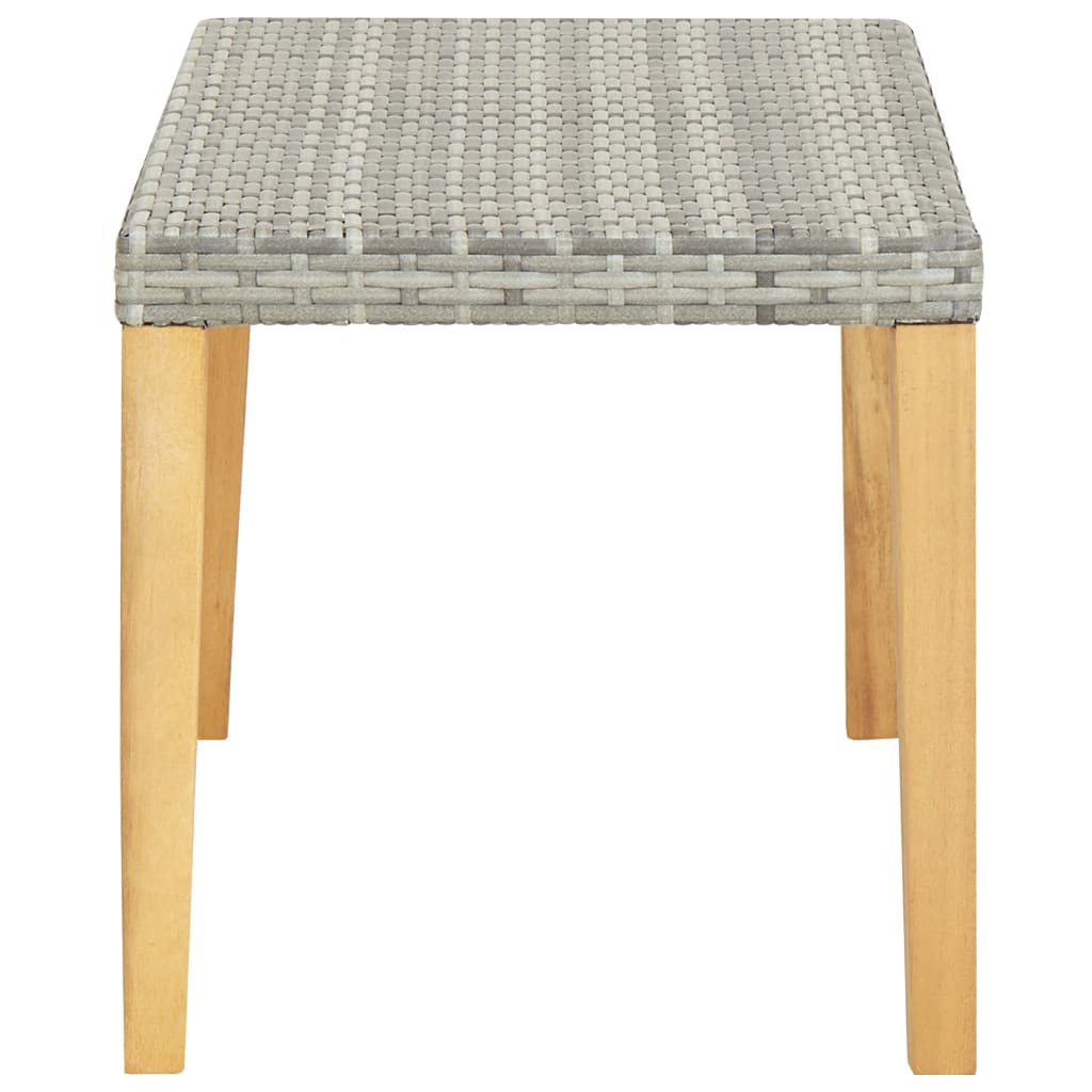 Banco jardim 120 cm vime PE e madeira de acácia maciça cinzento