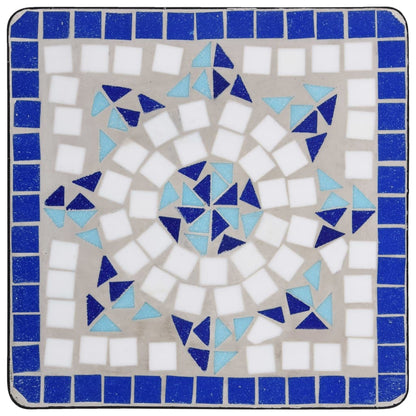 Mesa de apoio em mosaico cerâmica azul e branco