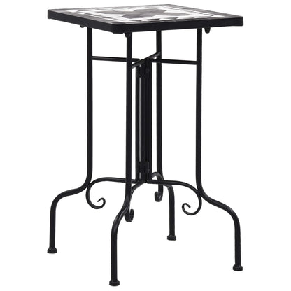 Mesa de apoio em mosaico cerâmica preto e branco
