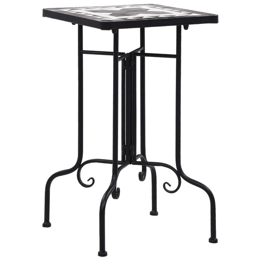 Mesa de apoio em mosaico cerâmica preto e branco
