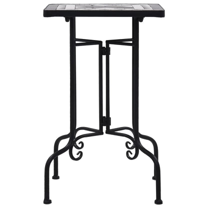 Mesa de apoio em mosaico cerâmica preto e branco