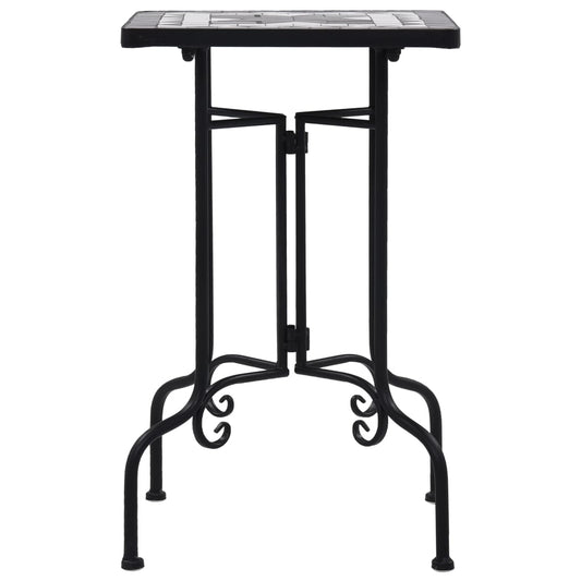 Mesa de apoio em mosaico cerâmica preto e branco