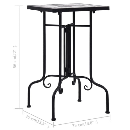 Mesa de apoio em mosaico cerâmica preto e branco