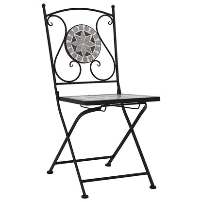 Cadeiras bistrô em mosaico 2 pcs cinzento