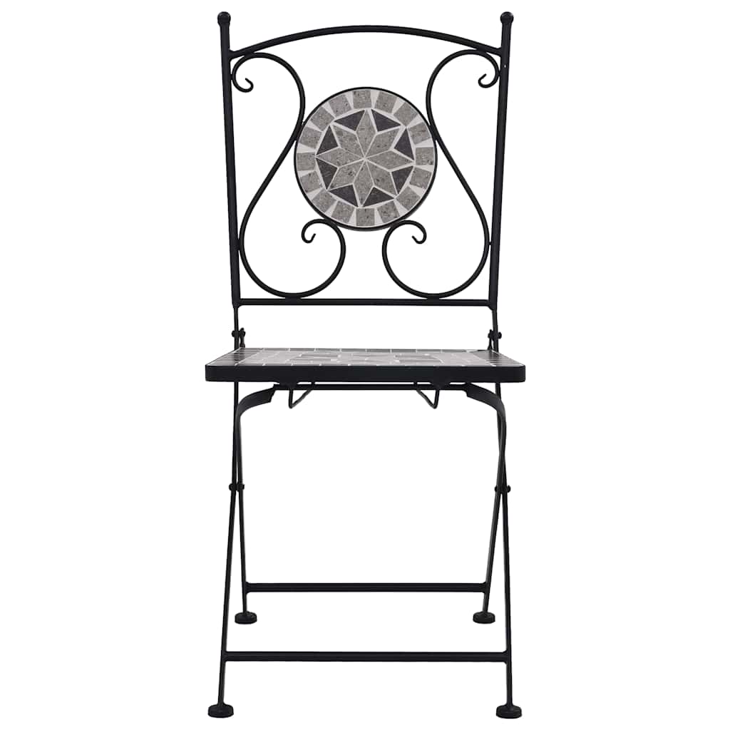 Cadeiras bistrô em mosaico 2 pcs cinzento