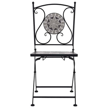 Cadeiras bistrô em mosaico 2 pcs cinzento
