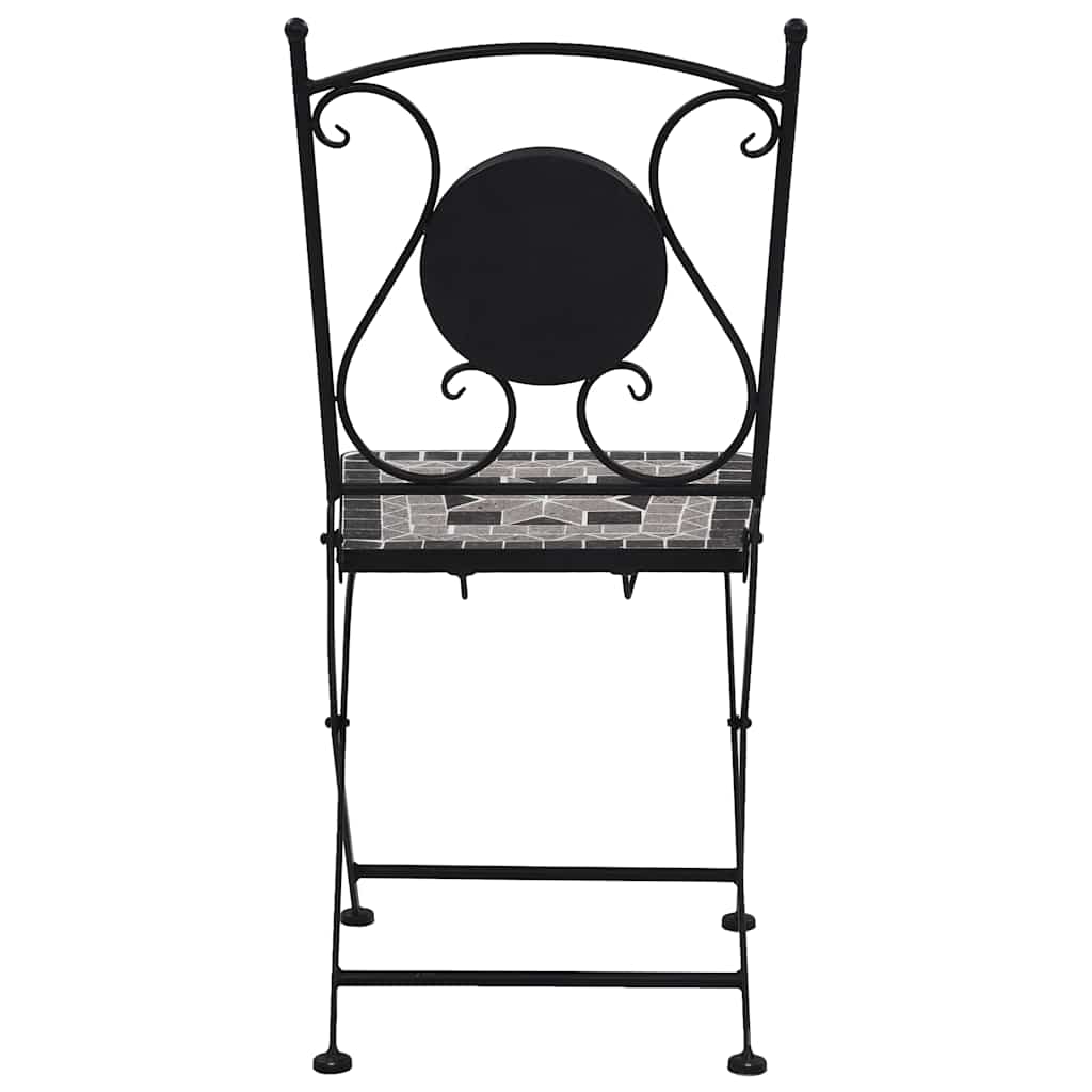 Cadeiras bistrô em mosaico 2 pcs cinzento