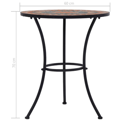 Mesa bistrô em mosaico 60 cm cerâmica laranja/cinzento