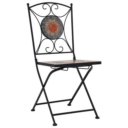 Cadeiras bistrô em mosaico 2 pcs laranja/cinzento