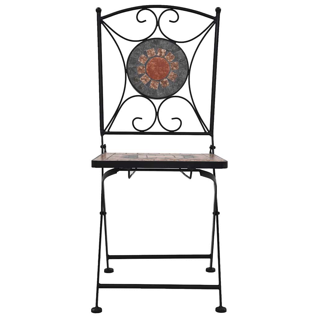 Cadeiras bistrô em mosaico 2 pcs laranja/cinzento
