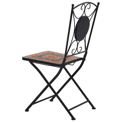 Cadeiras bistrô em mosaico 2 pcs laranja/cinzento