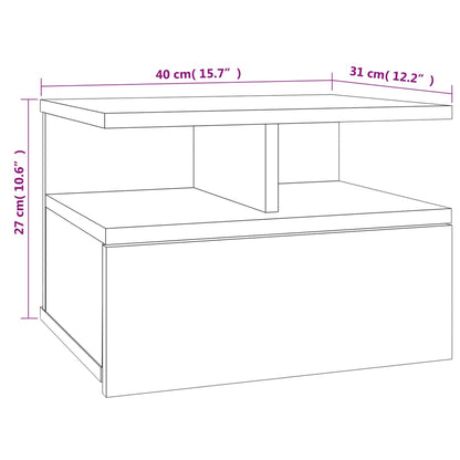 Mesa cabeceira suspensa 2pcs derivados madeira cinzento cimento