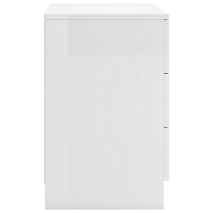 Mesa de cabeceira 38x35x56 cm contraplacado branco brilhante