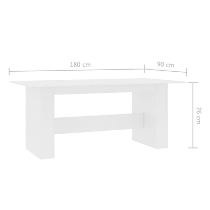 Mesa de jantar 180x90x76 cm derivados de madeira branco