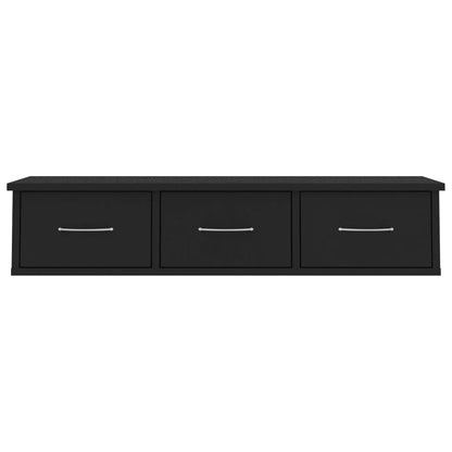Prateleira gavetas p/ parede 88x26x18,5cm deriv. madeira preto
