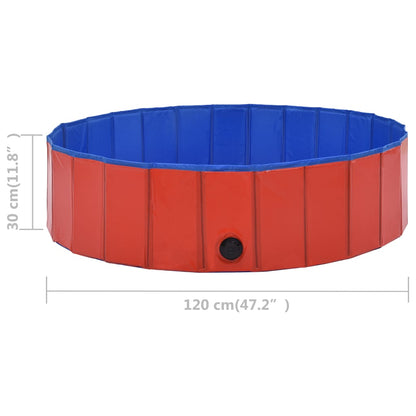 Piscina para cães dobrável 120x30 cm PVC vermelho