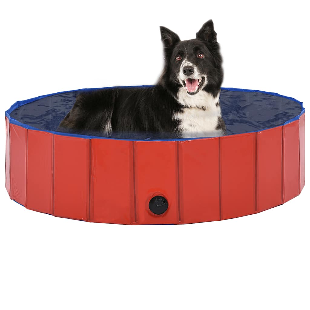 Piscina para cães dobrável 120x30 cm PVC vermelho