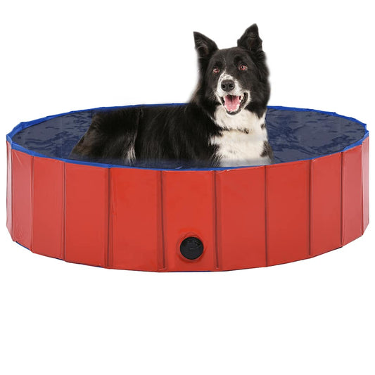 Piscina para cães dobrável 120x30 cm PVC vermelho
