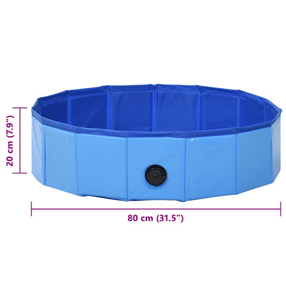 Piscina para cães dobrável 80x20 cm PVC azul