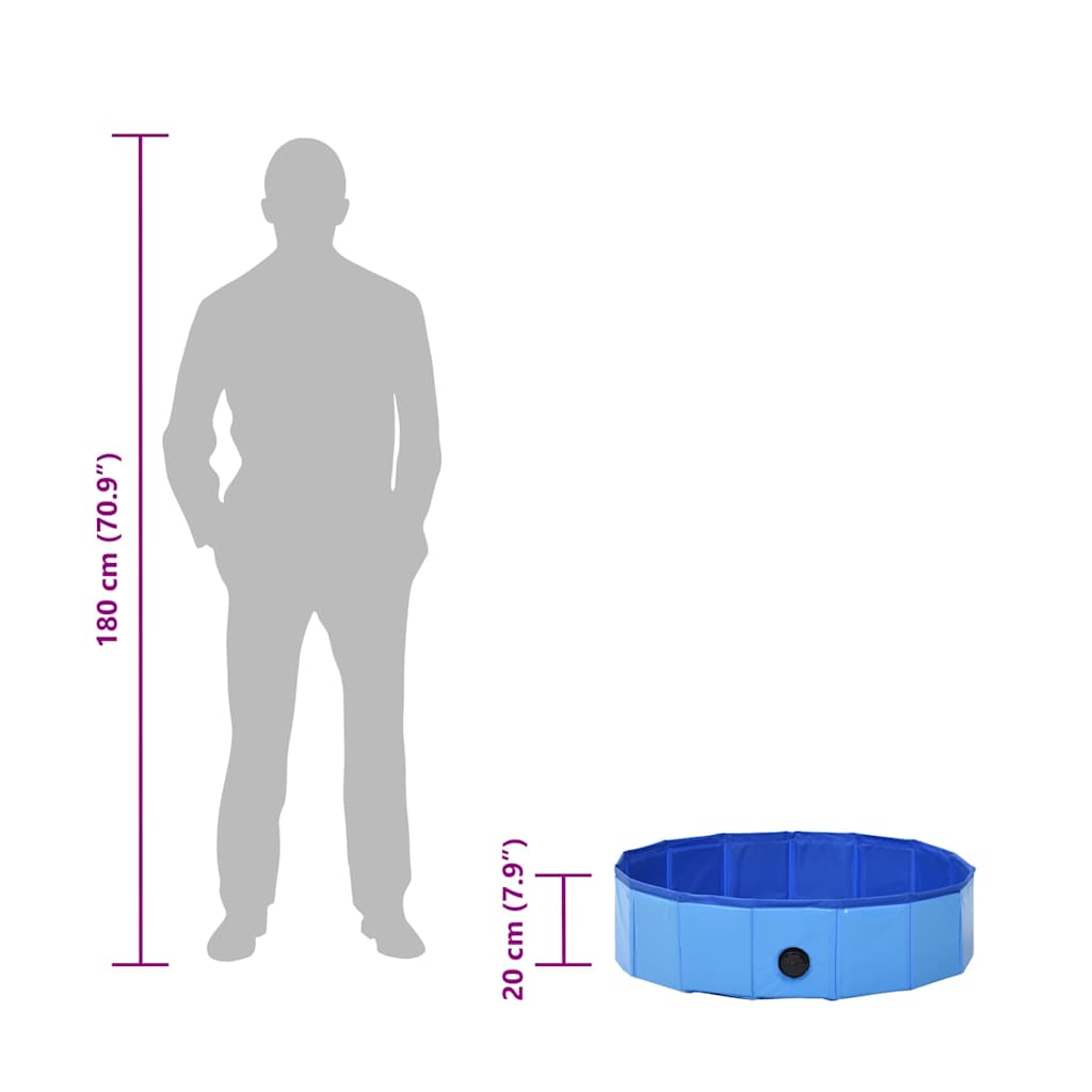 Piscina para cães dobrável 80x20 cm PVC azul