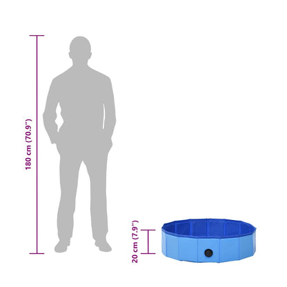 Piscina para cães dobrável 80x20 cm PVC azul